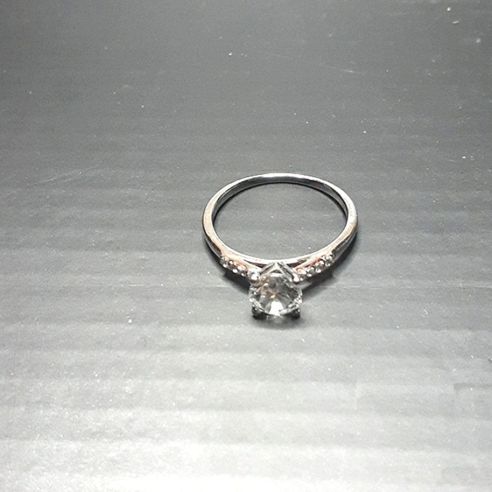 PJM 925 Silver Ring with Cubic Zirconia Stones Size 8